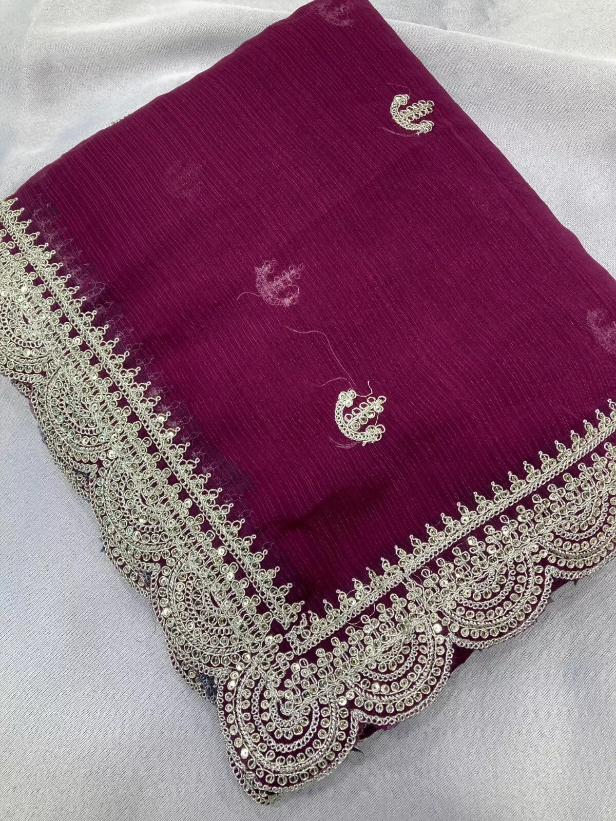 NavyBlue Ethnic Traditional Party Zomato Chiffon Silk Saree Women image 11