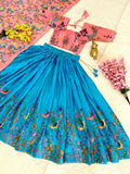 Soft Chinon Silk, Kalamkari Printed Work Lehenga Blouse With Dupatta image 5
