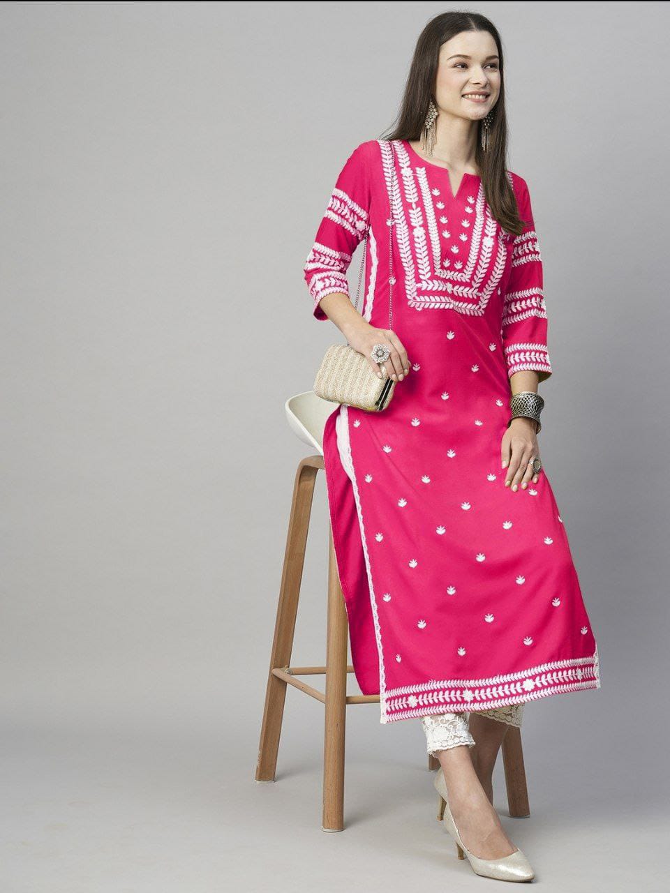 Full Stitched Cotton Embroidery Work Kurti & Top image 2
