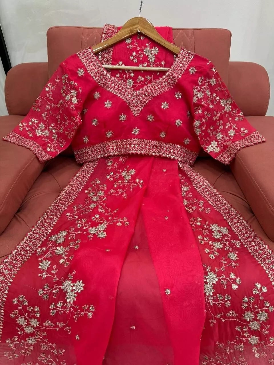 Pure Soft Rangoli With Embroidery Sequence And Zari Work Saree & Blouse image 9