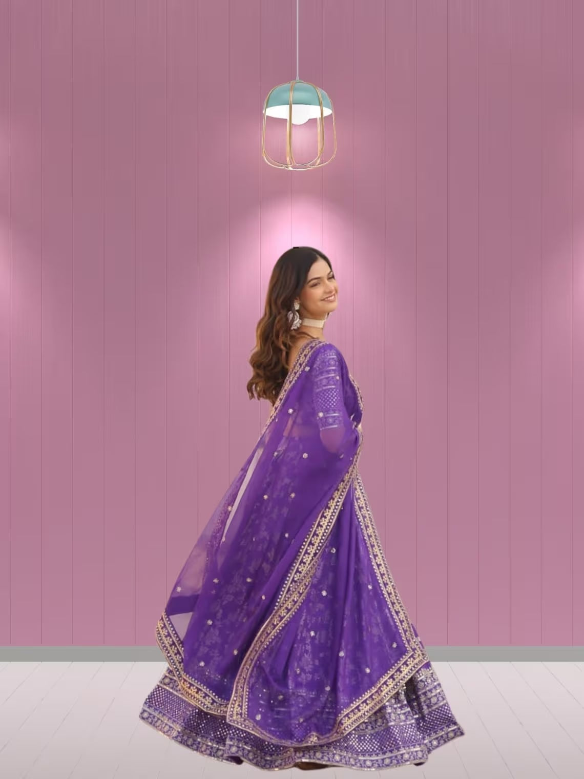 Pure Viscose Jacquard With Embroidery Sequins work Lehenga Choli Dupatta image 8