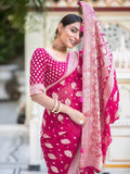 Rani Banarasi Soft Silk Saree With Unstitched Blouse image 9