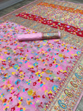 Soft Lichi Silk Multicolor Saree With Blouse image 9