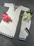 White Muslin With Digital Print Salwar Kameez image 9