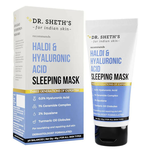 Dr. Sheth's Haldi & Hyaluronic Acid Sleeping Mask Cream For Even Tone, Acne, Dullness & Hydration, For All Skin Types -40 gm image 1