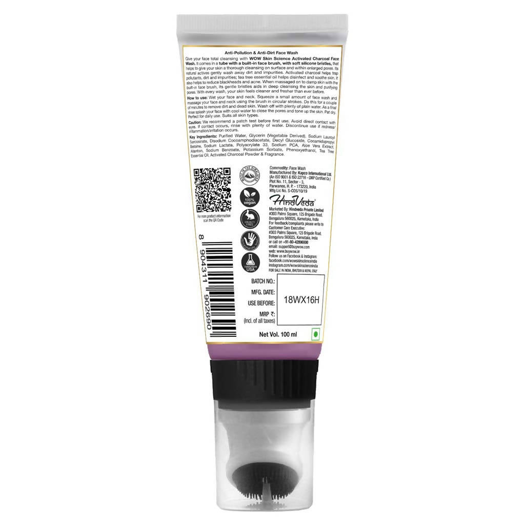 Wow Skin Science Activated Charcoal Face Wash Gel - 100 gms image 2