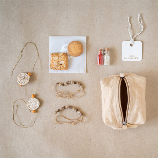 Brown Cute Cube Rakhi Pouch | Gift Hamper image 1