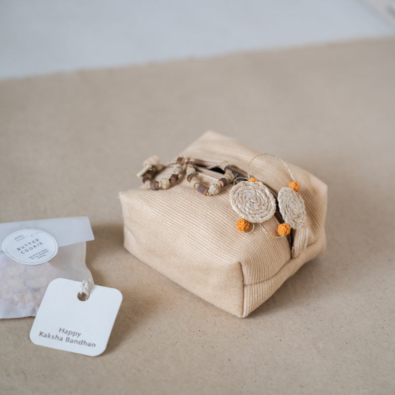 Brown Cute Cube Rakhi Pouch | Gift Hamper image 2