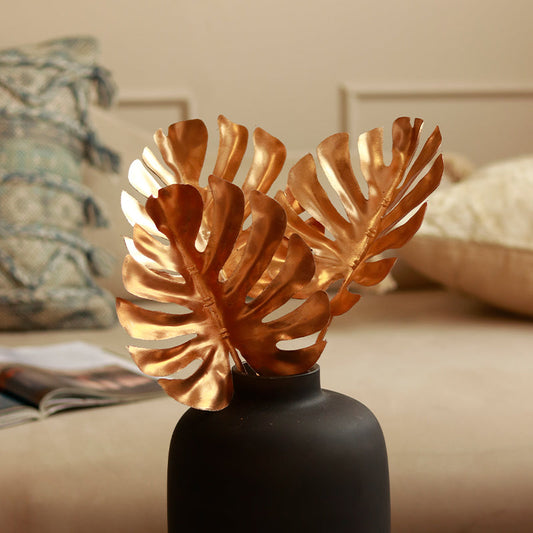 Artificial Golden Monstera Leaves | Set of 3 image 1