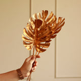 Artificial Golden Monstera Leaves | Set of 3 image 6