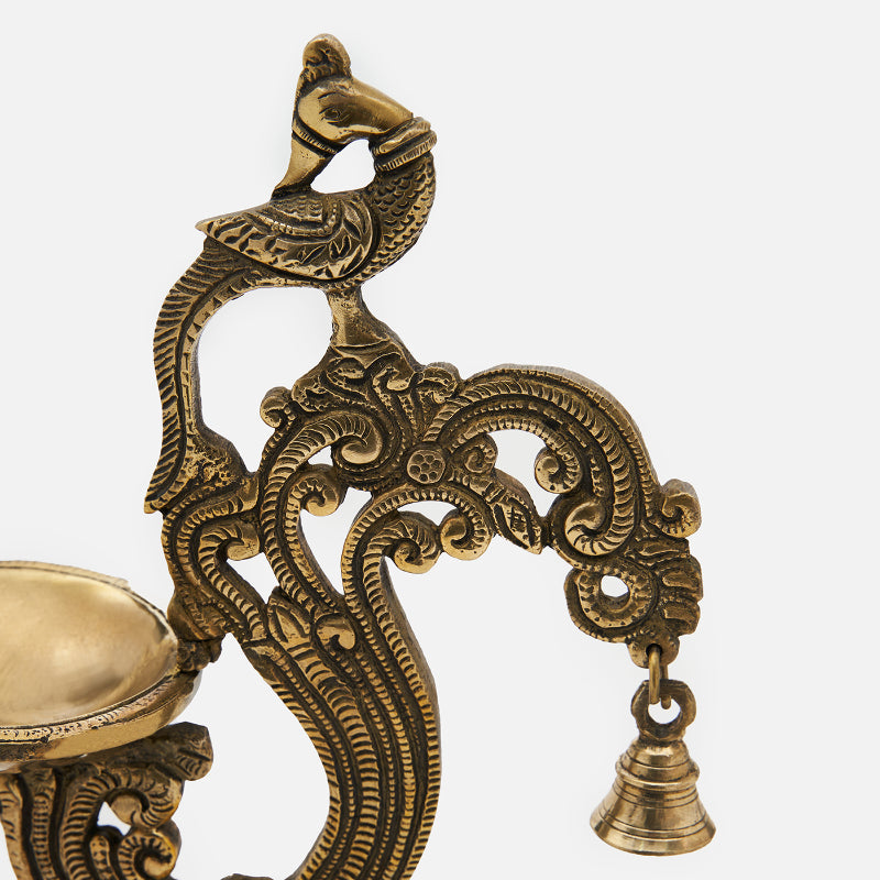 Beautifully Crafted Brass Peacock Diya image 4