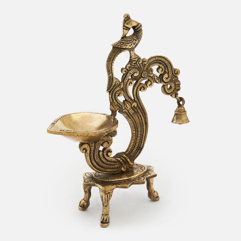 Beautifully Crafted Brass Peacock Diya image 3
