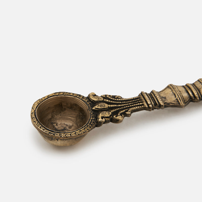Brass Sheshnag Design Hawan Spoon for Pouring Ghee In Hawan Kund image 3