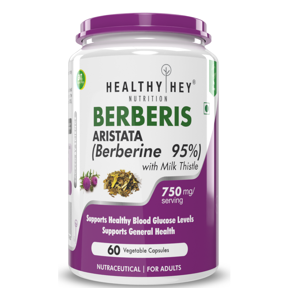 Healthyhey Berberis Berberine 95% with Milk Thistle - 60 Vegetable Capsules image 1