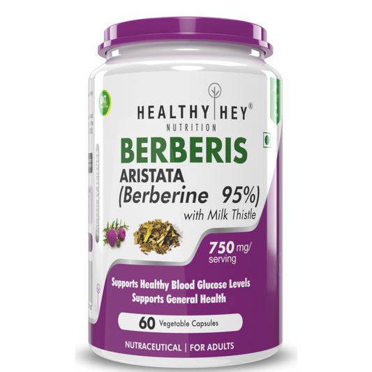 Healthyhey Berberis Berberine 95% with Milk Thistle - 60 Vegetable Capsules image 1