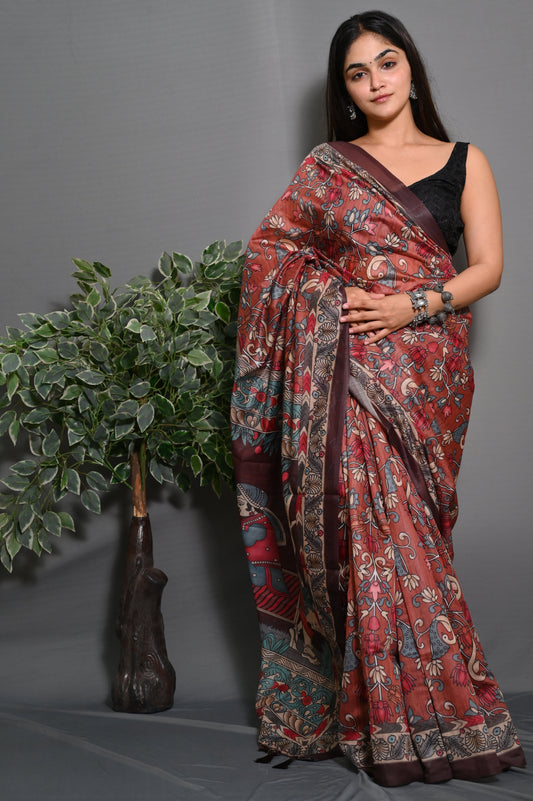 Soft Lichi Silk Saree With Unstitched Blouse image 1