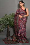 Women's  Soft Lichi Silk saree With Unstitched Blouse image 2