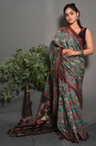 Women's  Soft Lichi Silk saree With Unstitched Blouse image 5