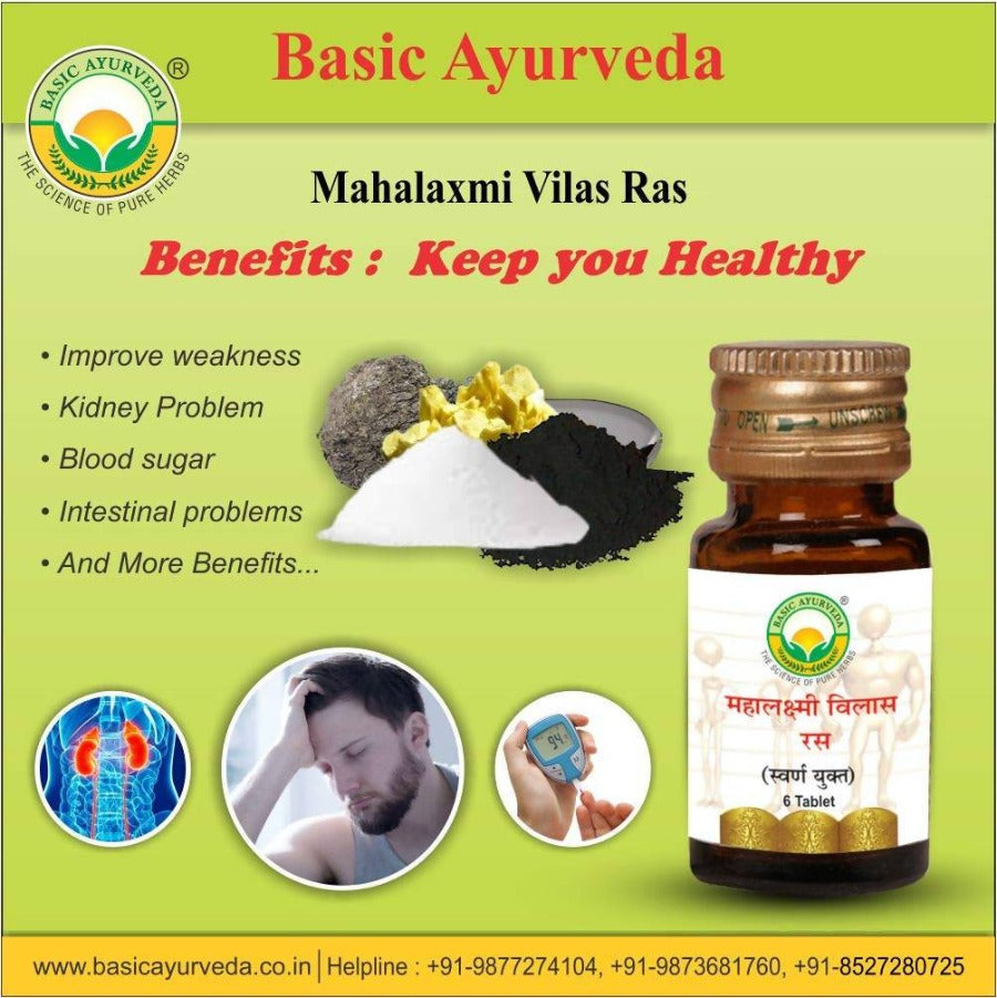 Basic Ayurveda Mahalaxmi Vilas Ras (With Gold) Tablets - 30 ml image 2