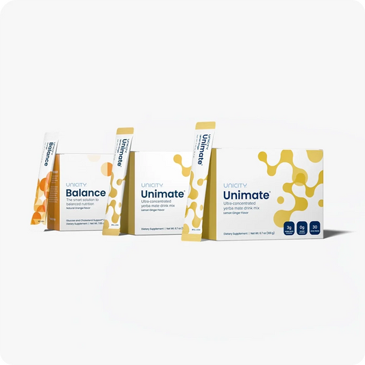 Unicity Unimate 60 Pack & Balance Natural Orange 30 Pack Combo – Refreshing Drink Mix Variety Set image 1