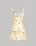 Floral Print Shoulder Straps Summer Mini Dress image 3