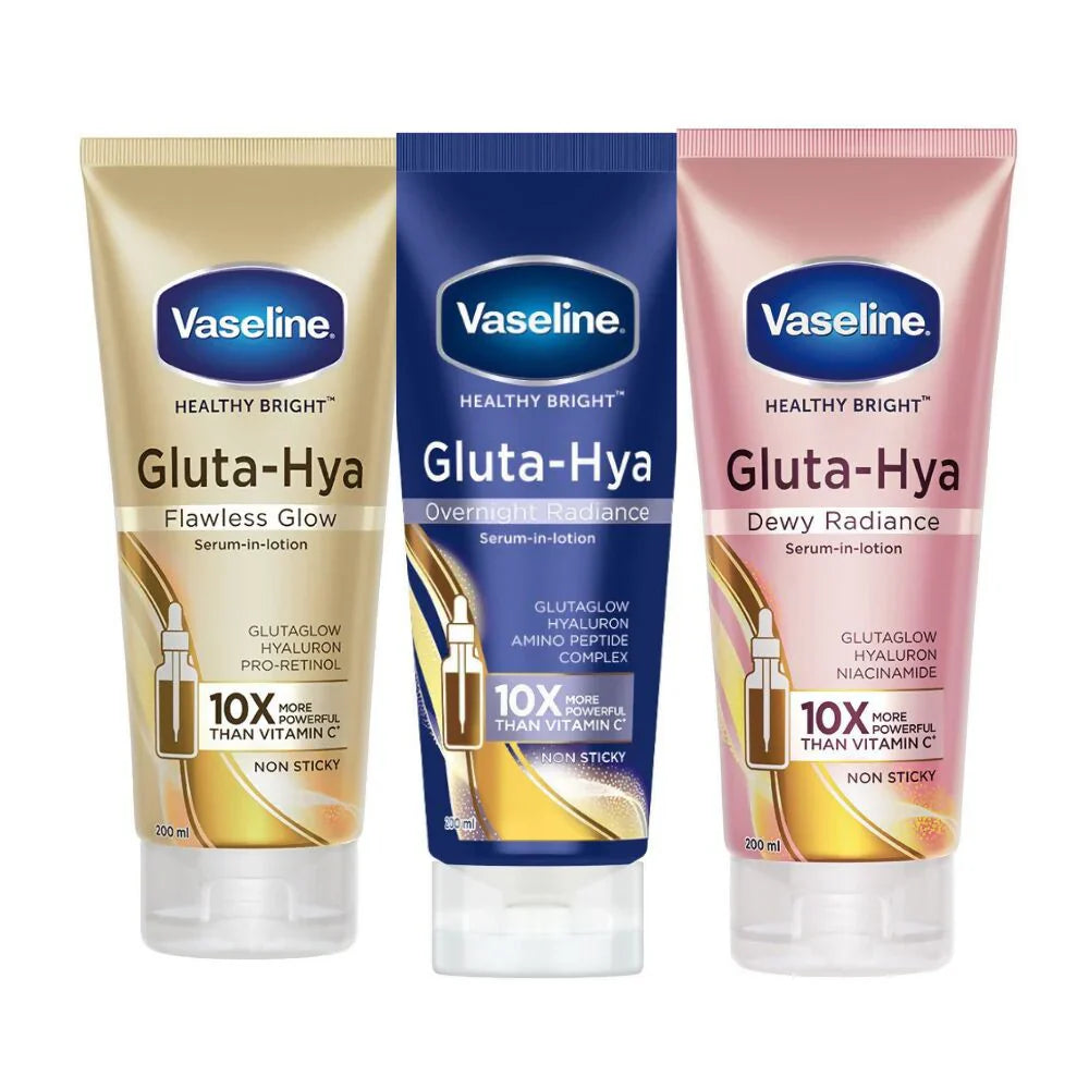 Vaseline Gluta Hya/ Serum Dewy Radiance/Overnight Radiance-Combo -200ml image 1