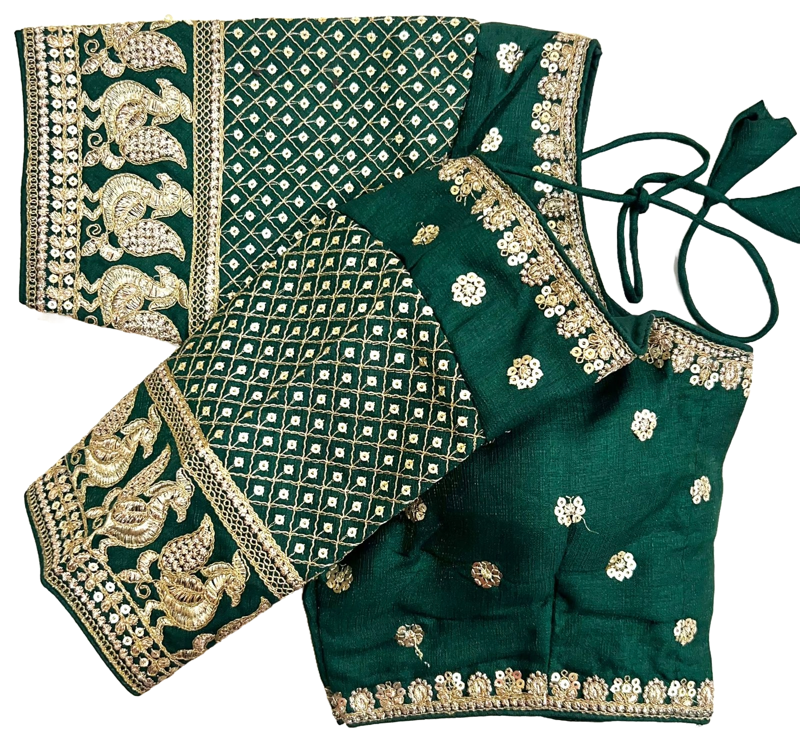 Green Silk Blouse,Embroidery Work Blouse For Women image 1