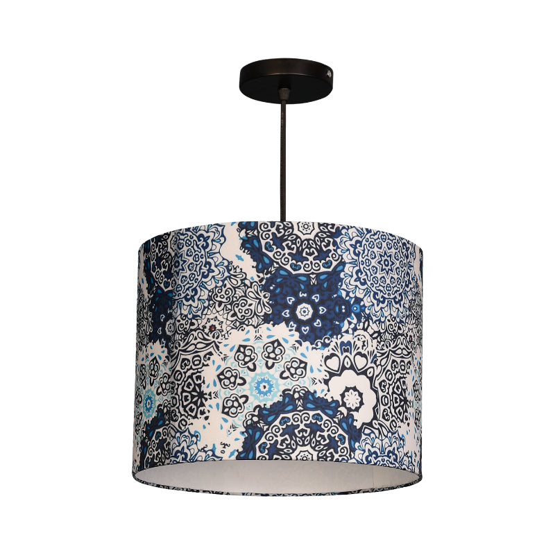 Blue Batik Print Round Hanging Shade image 4