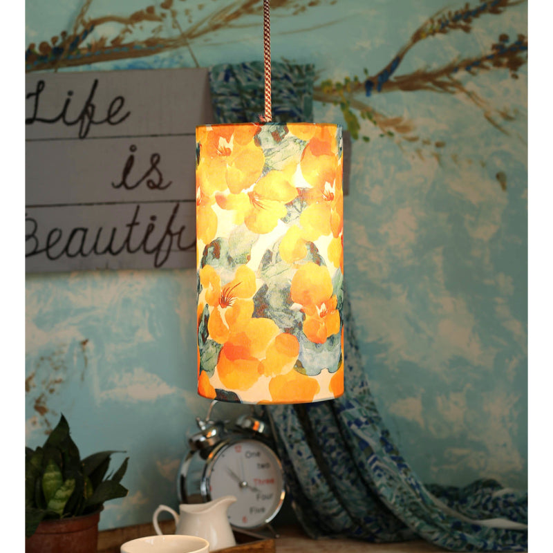 Orange Flowers Cylindrical Hanging Shade image 2