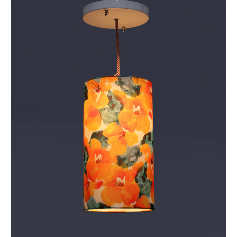 Orange Flowers Cylindrical Hanging Shade image 3