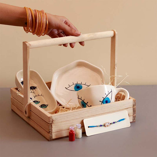 Evil Eye Rakhi Hamper Basket image 1