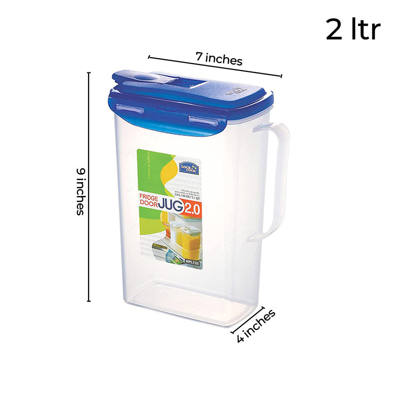 Aqua Plastic Water Jug With Flip Top Lid| 2 Liters image 5
