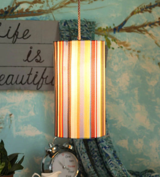 Colorful Stripes Cylindrical Hanging Shade image 1
