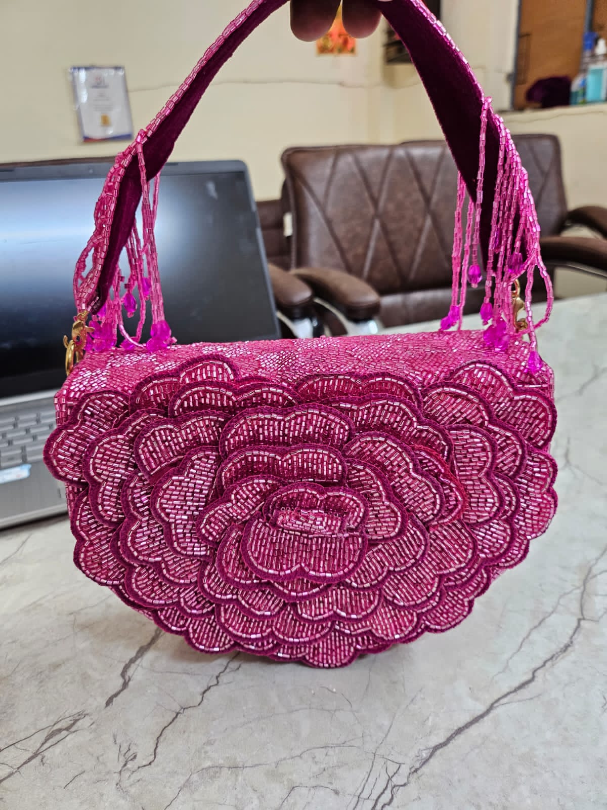 Designer Rose Flap Clutch image 5