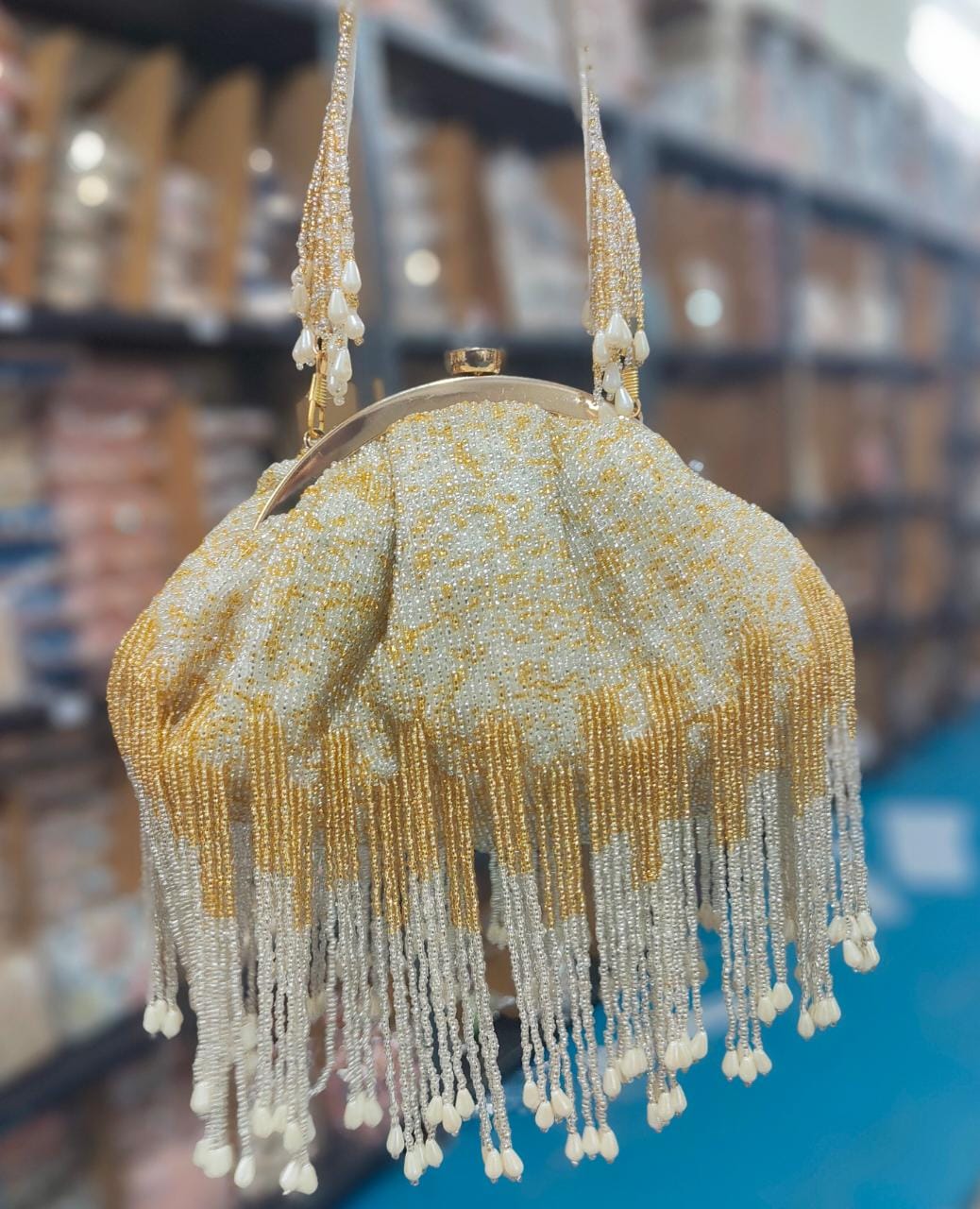 Designer Half Frame Beaded Clutch image 2