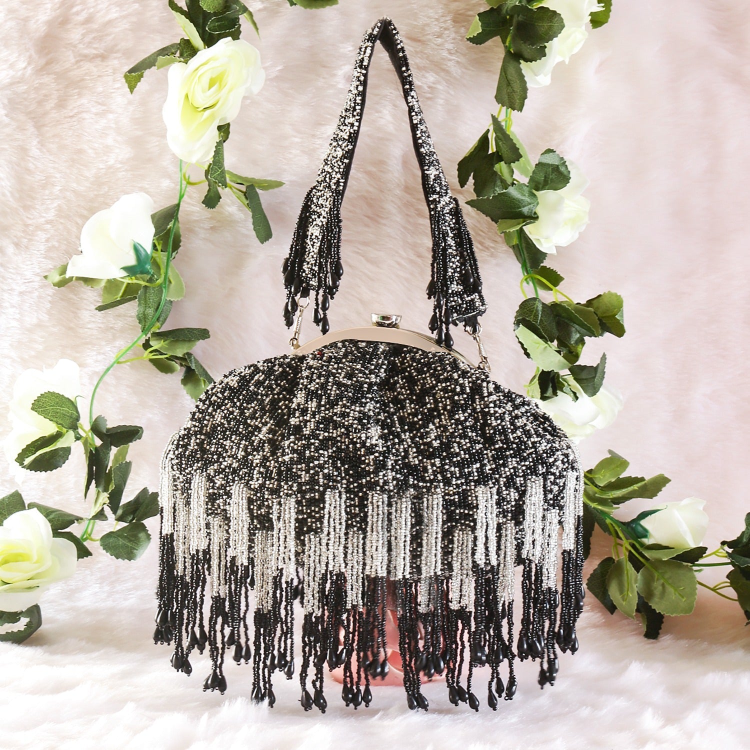 Designer Half Frame Beaded Clutch image 3