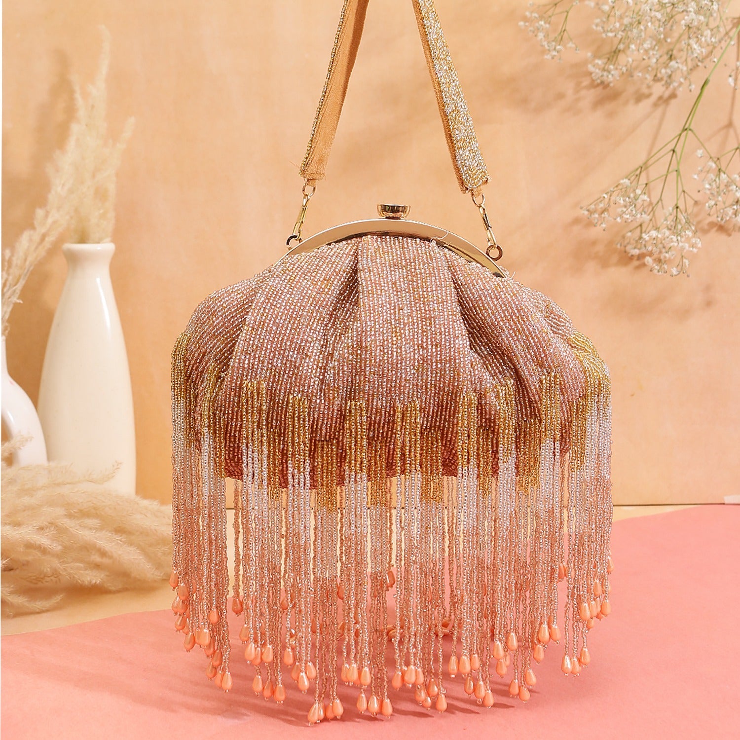 Designer Half Frame Beaded Clutch image 4