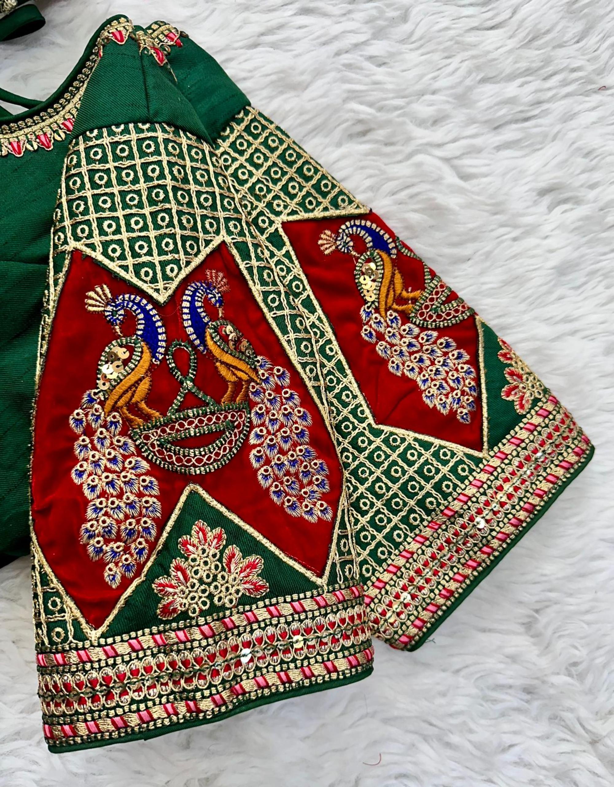 Silk Coading Work,Multi Sequence Work Blouse,Saree Blouse image 4