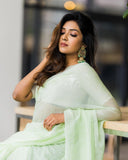 Perrot Green Colour Zomato Silk & Embroidery Sequence Work Saree image 2
