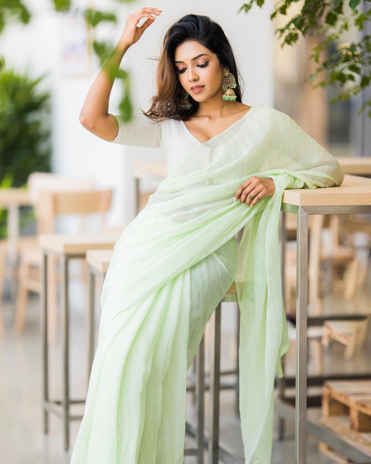 Perrot Green Colour Zomato Silk & Embroidery Sequence Work Saree image 5