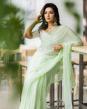 Perrot Green Colour Zomato Silk & Embroidery Sequence Work Saree image 7
