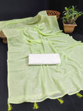 Perrot Green Colour Zomato Silk & Embroidery Sequence Work Saree image 9