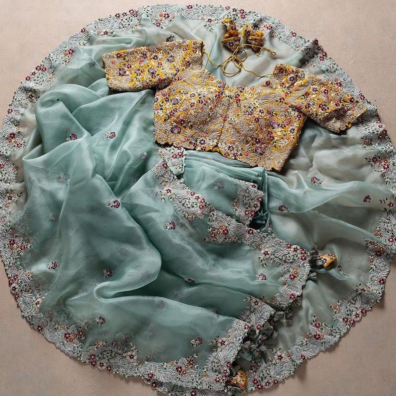 Georgette & Embroidery Work Saree With Blouse image 2
