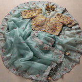 Georgette & Embroidery Work Saree With Blouse image 2
