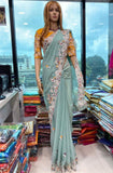 Georgette & Embroidery Work Saree With Blouse image 6