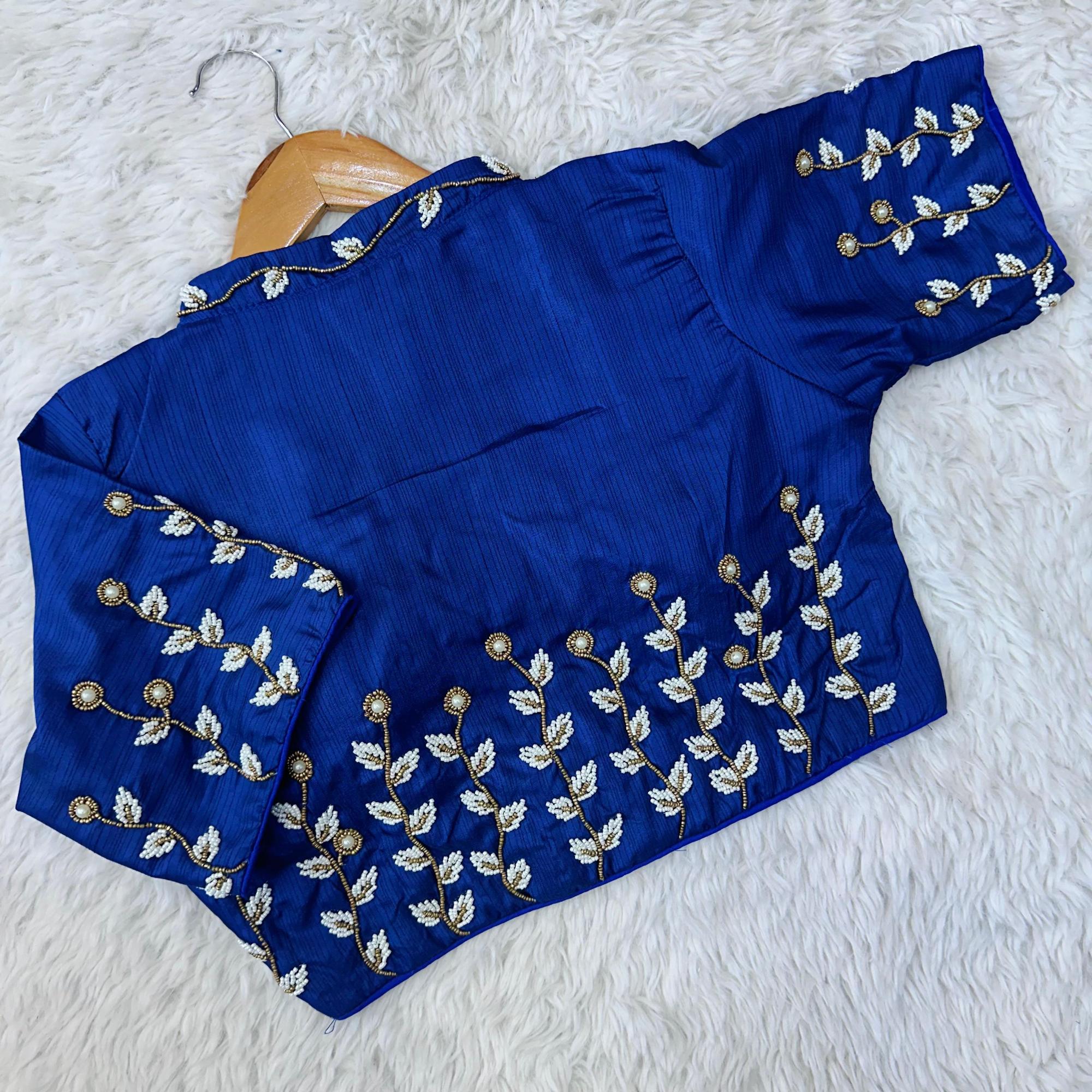 New Silk Designer Handcrafted Collar Blouse,Readymade Blouse image 2