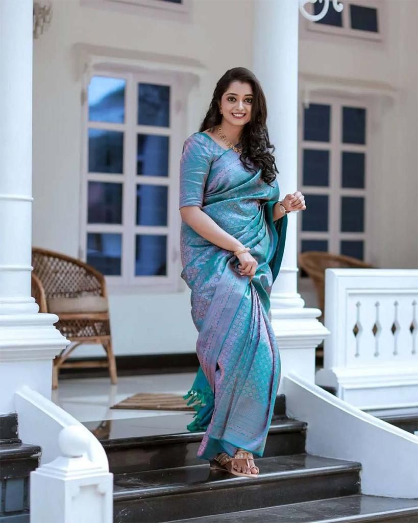 Soft Lichi Silk & Jacquard Work Saree With Blouse image 2