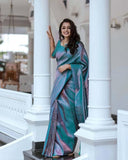 Soft Lichi Silk & Jacquard Work Saree With Blouse image 3