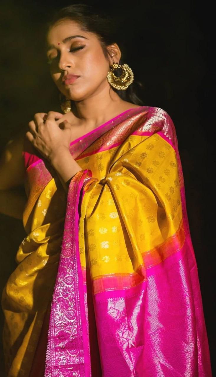 Soft Lichi Silk & Jacquard Work Saree With Blouse image 1