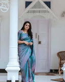 Soft Lichi Silk & Jacquard Work Saree With Blouse image 5